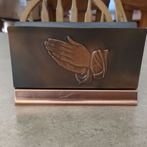 Bronze Prayer Hands Napkin/Card Holder